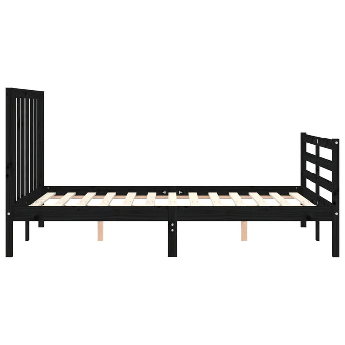 Massivholzbett mit Kopfteil Schwarz