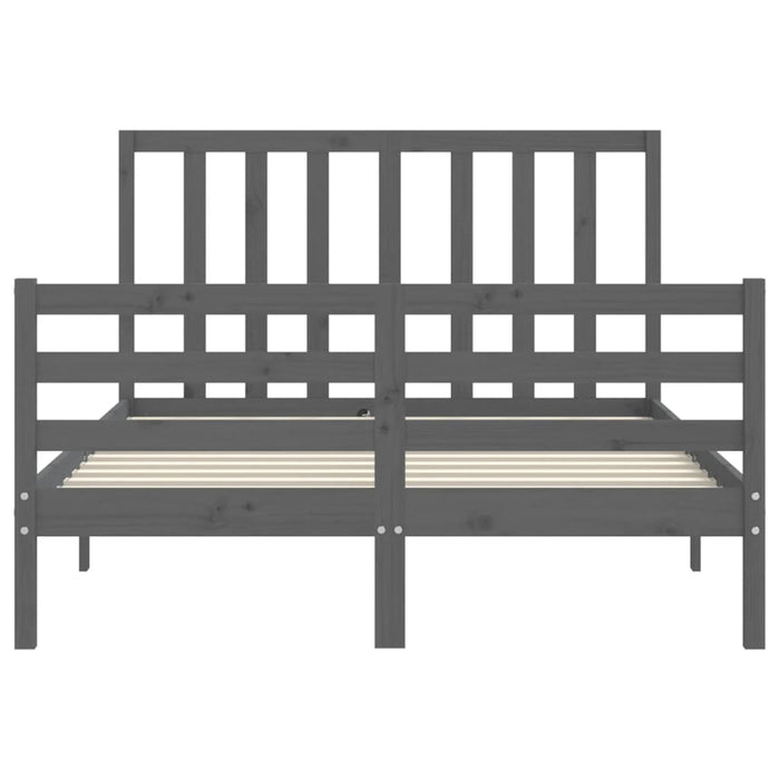 Massivholzbett mit Kopfteil Grau 140x190 cm