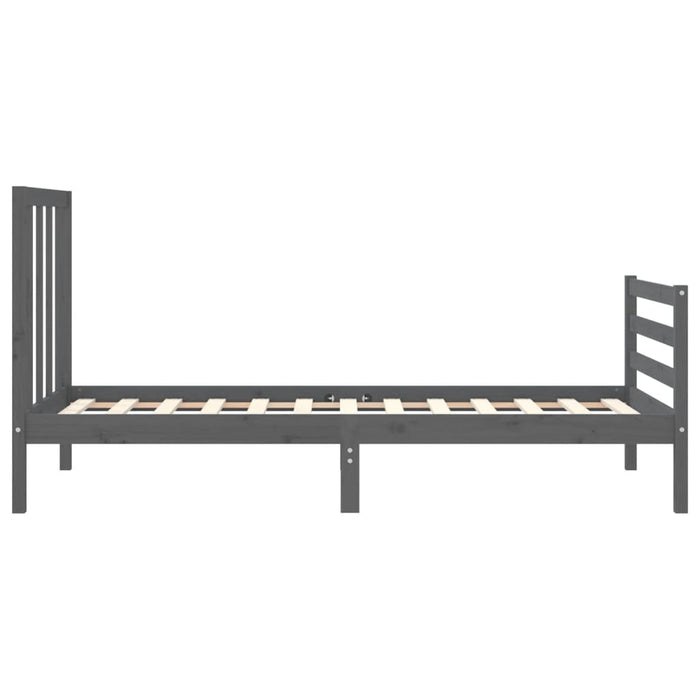 Massivholzbett mit Kopfteil Grau 100x200 cm