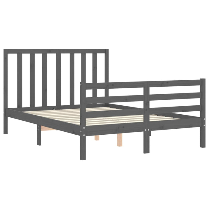 Massivholzbett mit Kopfteil Grau 120x200 cm