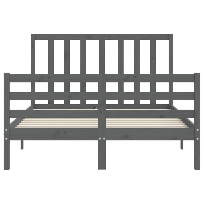 Massivholzbett mit Kopfteil Grau 120x200 cm