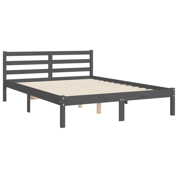 Massivholzbett mit Kopfteil Grau 120x200 cm