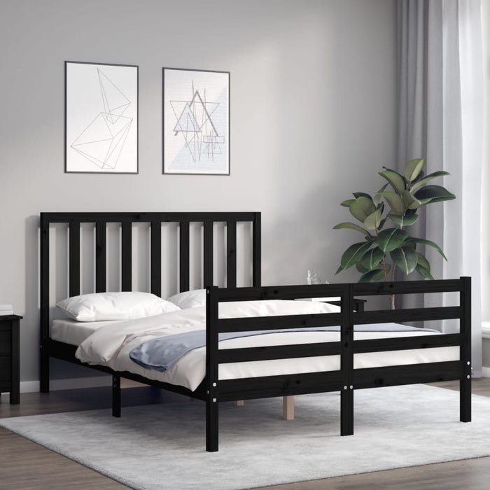 Massivholzbett mit Kopfteil Schwarz 120x200 cm