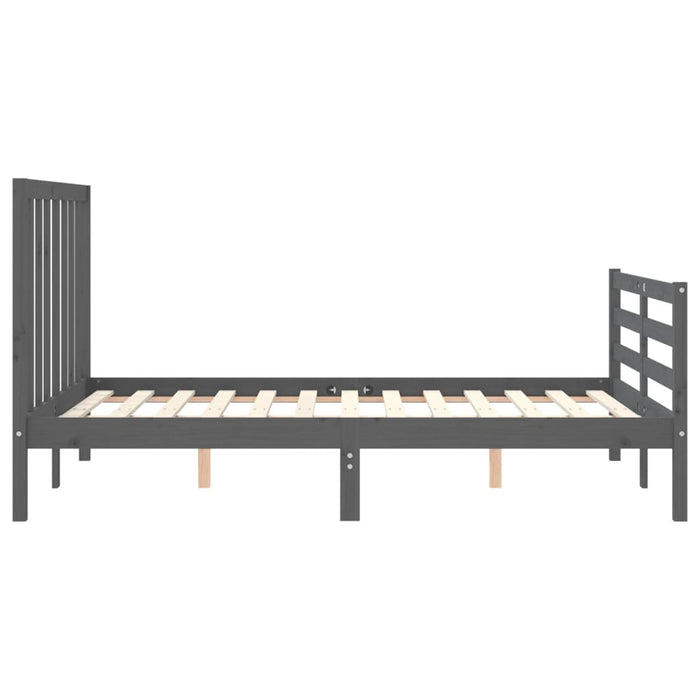 Massivholzbett mit Kopfteil Grau 140x200 cm