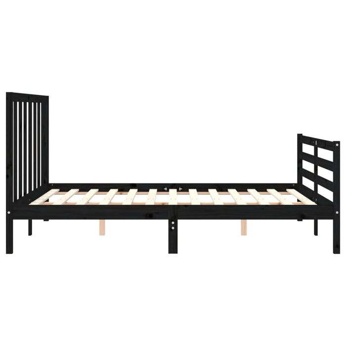Massivholzbett mit Kopfteil Schwarz