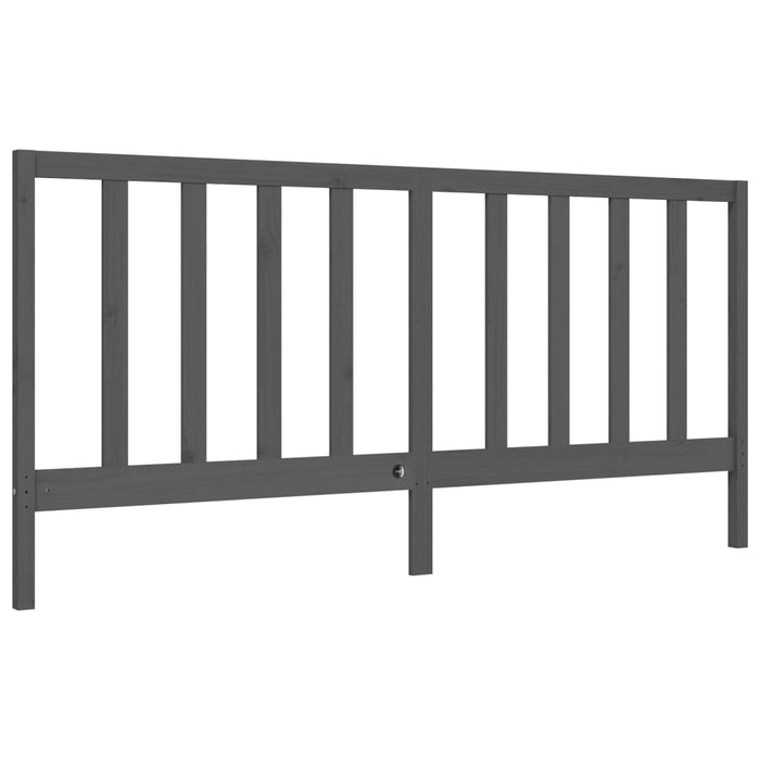 Massivholzbett mit Kopfteil Grau