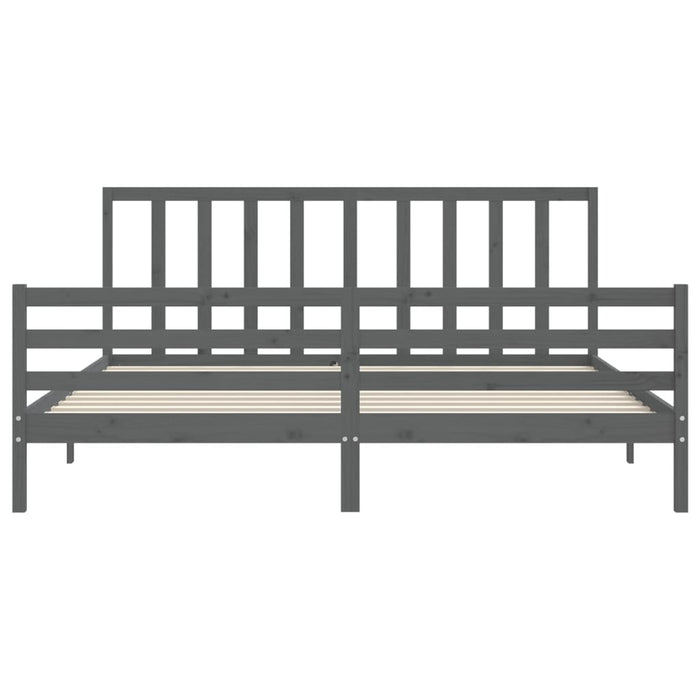 Massivholzbett mit Kopfteil Grau 200x200 cm