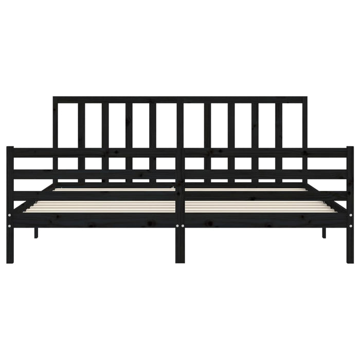 Massivholzbett mit Kopfteil Schwarz 200x200 cm
