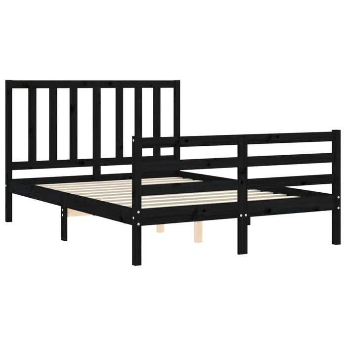 Massivholzbett mit Kopfteil Schwarz