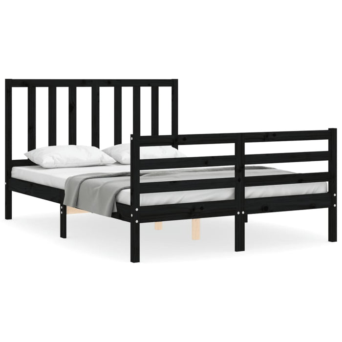 Massivholzbett mit Kopfteil Schwarz