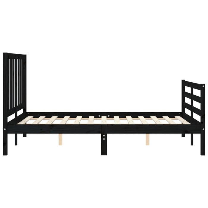Massivholzbett mit Kopfteil Schwarz