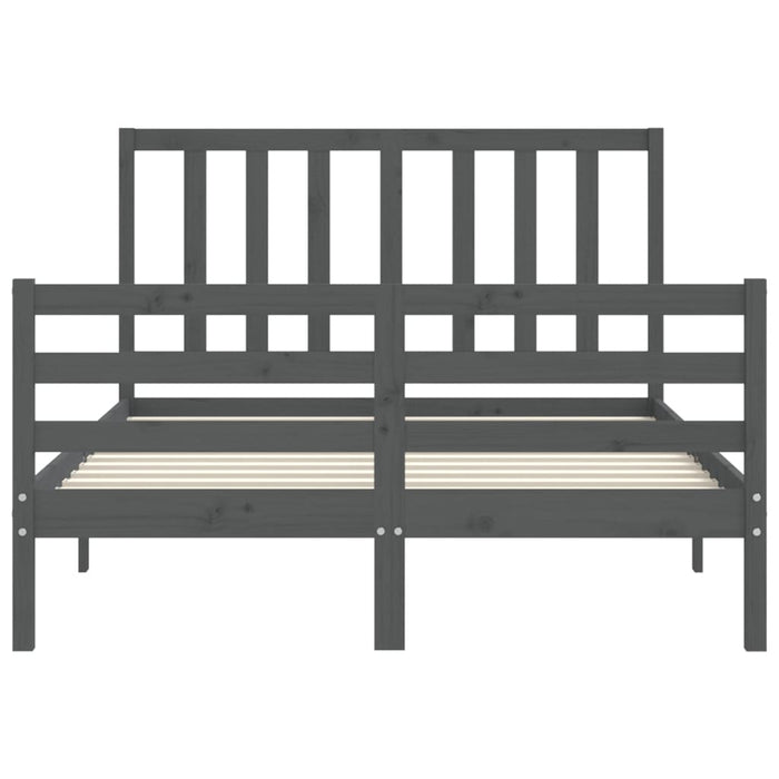 Massivholzbett mit Kopfteil Grau 140x190 cm