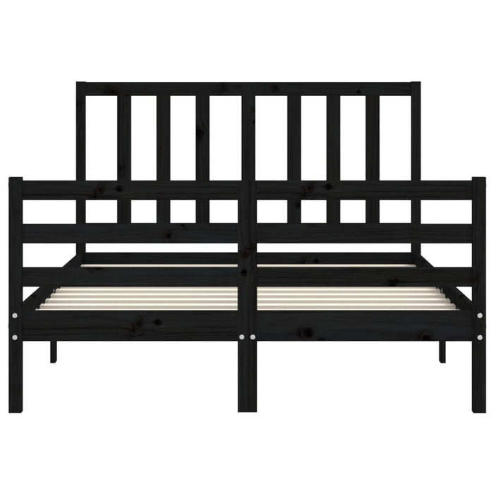Massivholzbett mit Kopfteil Schwarz 140x190 cm