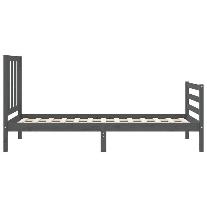Massivholzbett mit Kopfteil Grau 100x200 cm