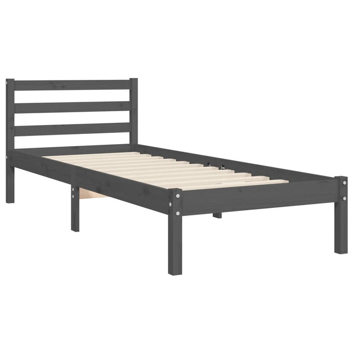 Massivholzbett mit Kopfteil Grau 100x200 cm