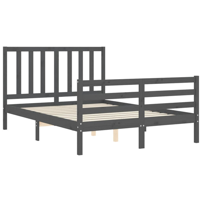 Massivholzbett mit Kopfteil Grau 120x200 cm