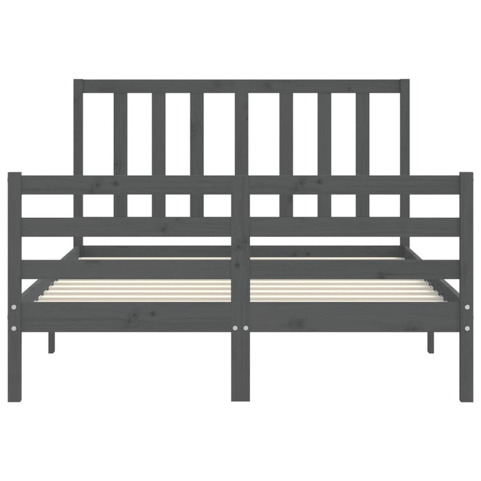 Massivholzbett mit Kopfteil Grau 120x200 cm