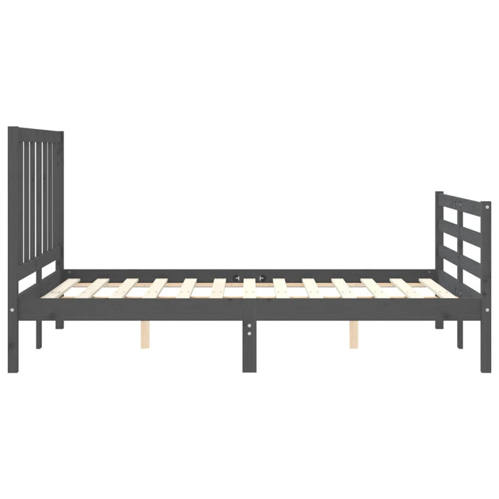 Massivholzbett mit Kopfteil Grau 120x200 cm