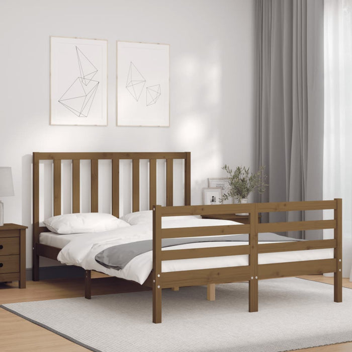 Massivholzbett mit Kopfteil Honigbraun 120x200 cm