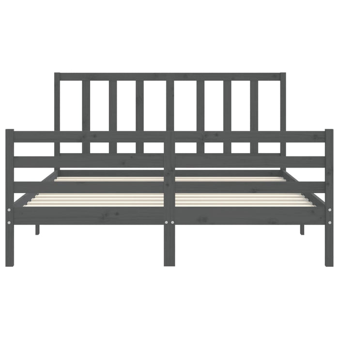 Massivholzbett mit Kopfteil Grau