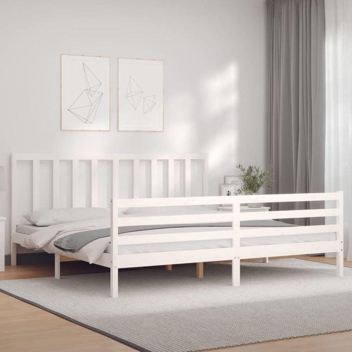 Massivholzbett mit Kopfteil Weiß