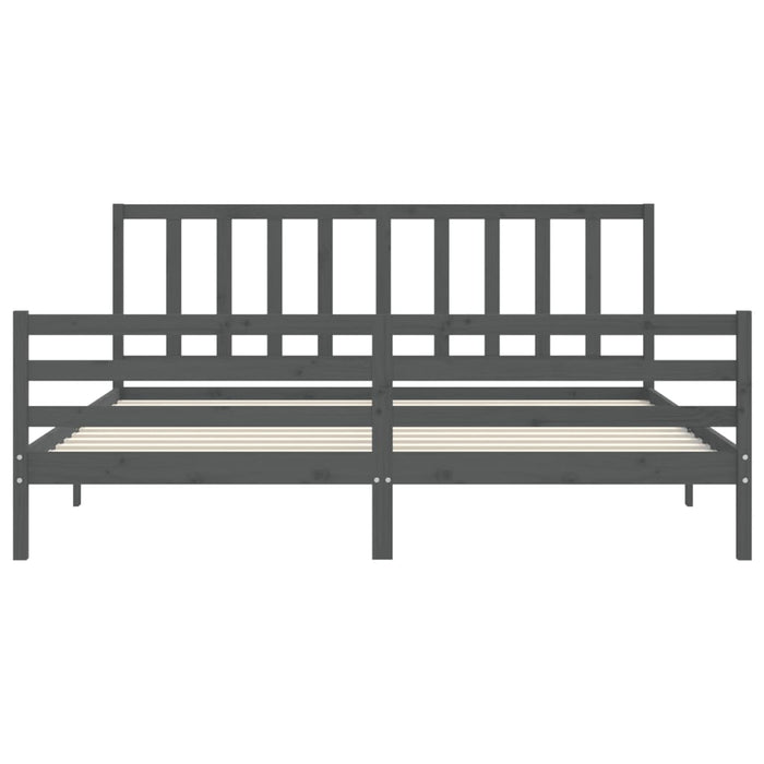 Massivholzbett mit Kopfteil Grau