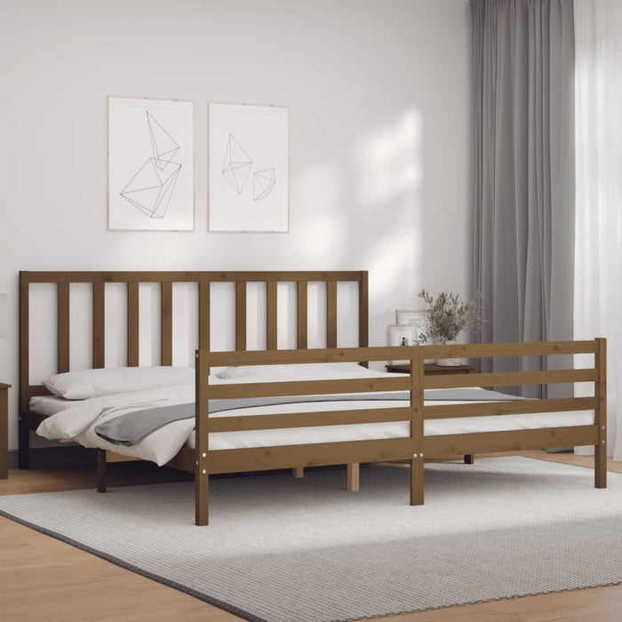 Massivholzbett mit Kopfteil Honigbraun