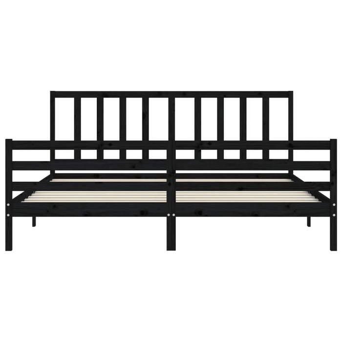Massivholzbett mit Kopfteil Schwarz
