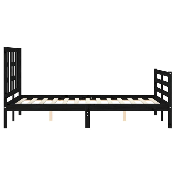 Massivholzbett mit Kopfteil Schwarz