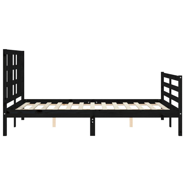 Massivholzbett mit Kopfteil Schwarz