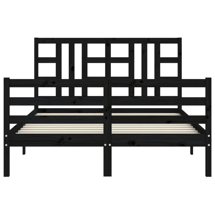 Massivholzbett mit Kopfteil Schwarz 140x190 cm
