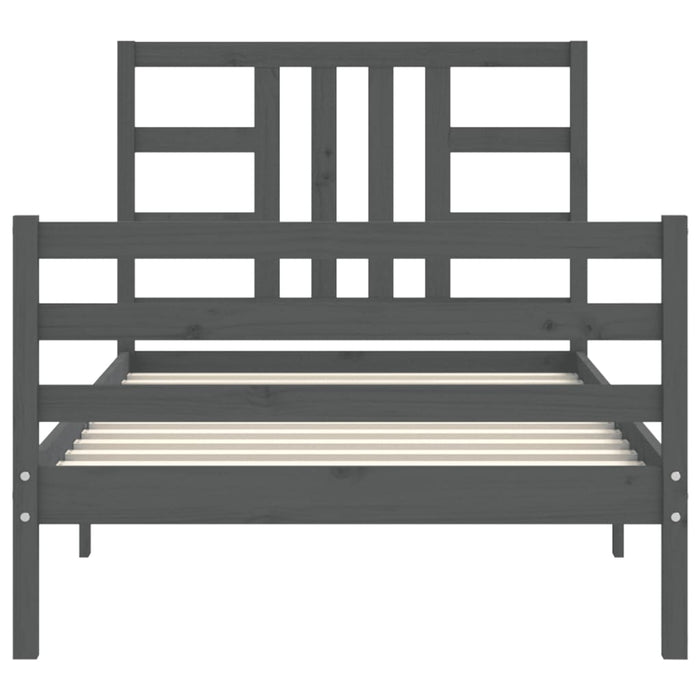Massivholzbett mit Kopfteil Grau 100x200 cm