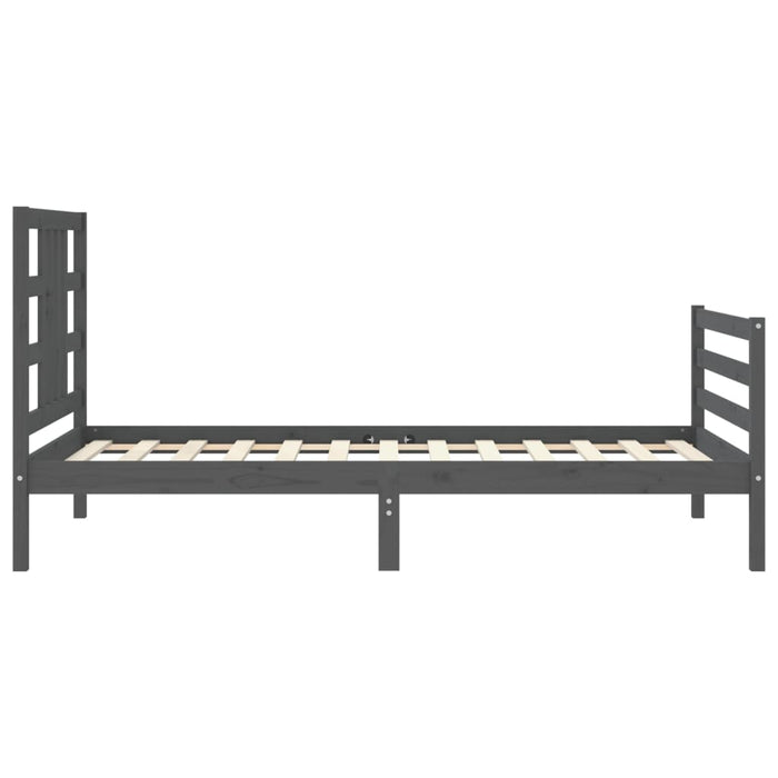 Massivholzbett mit Kopfteil Grau 100x200 cm