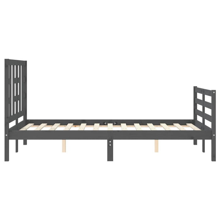 Massivholzbett mit Kopfteil Grau 120x200 cm