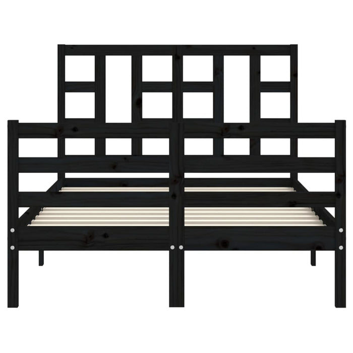 Massivholzbett mit Kopfteil Schwarz 120x200 cm