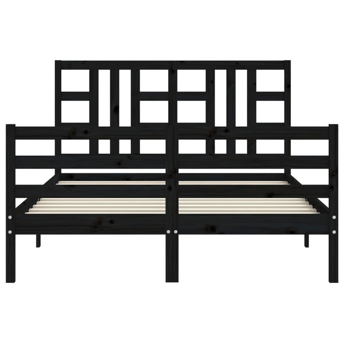 Massivholzbett mit Kopfteil Schwarz 140x200 cm