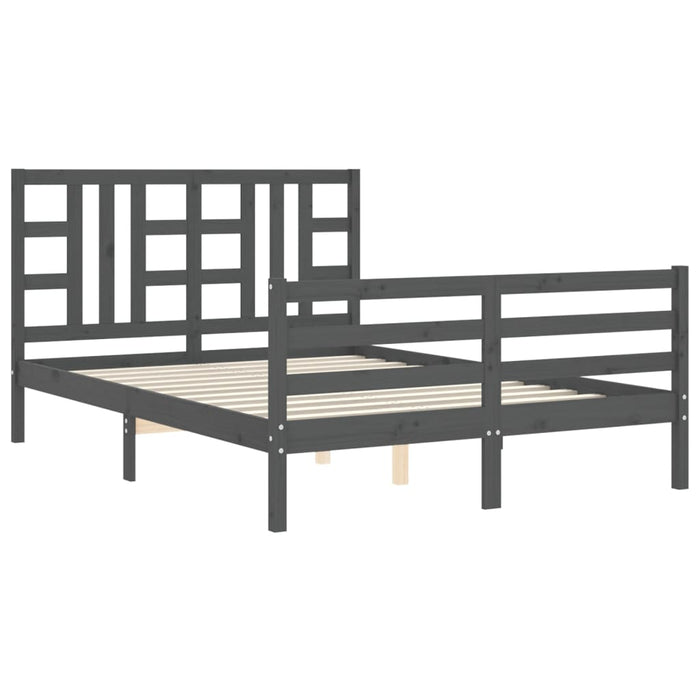 Massivholzbett mit Kopfteil Grau 160x200 cm