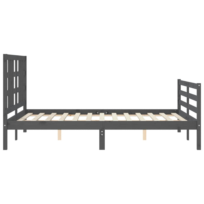 Massivholzbett mit Kopfteil Grau 160x200 cm