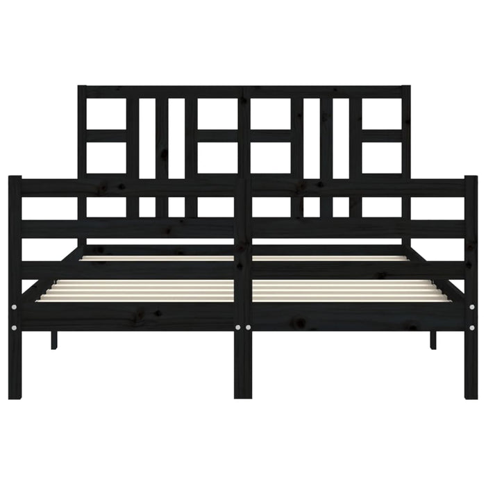 Massivholzbett mit Kopfteil Schwarz 160x200 cm