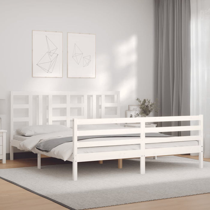 Massivholzbett mit Kopfteil Weiß