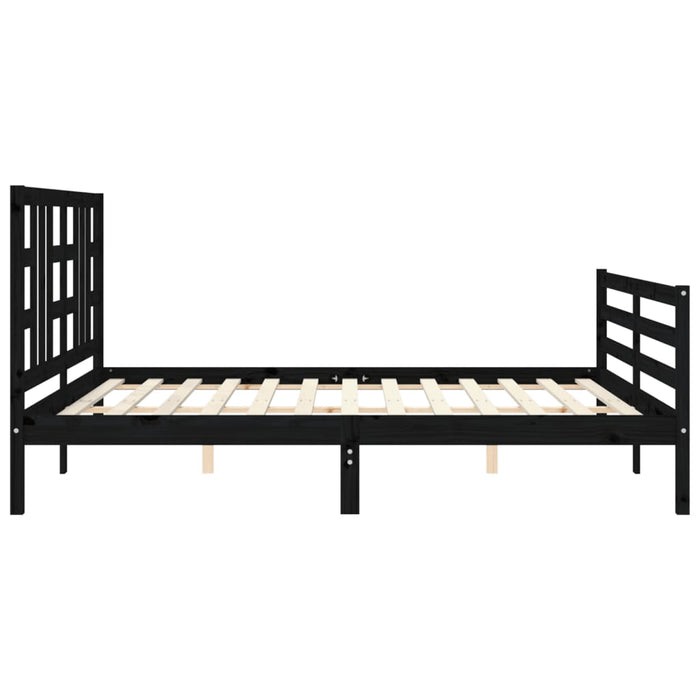 Massivholzbett mit Kopfteil Schwarz