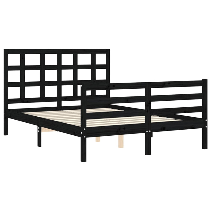 Massivholzbett mit Kopfteil Schwarz