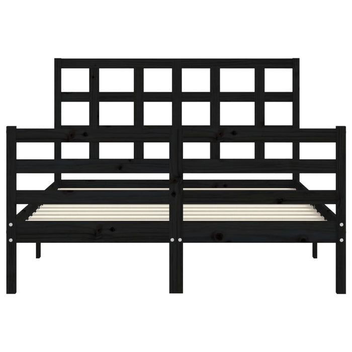 Massivholzbett mit Kopfteil Schwarz 140x190 cm