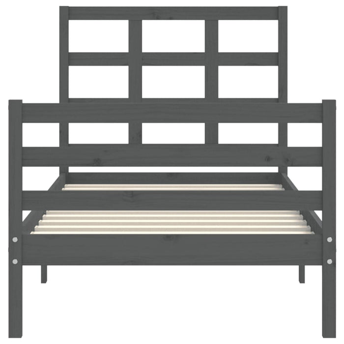 Massivholzbett mit Kopfteil Grau 100x200 cm