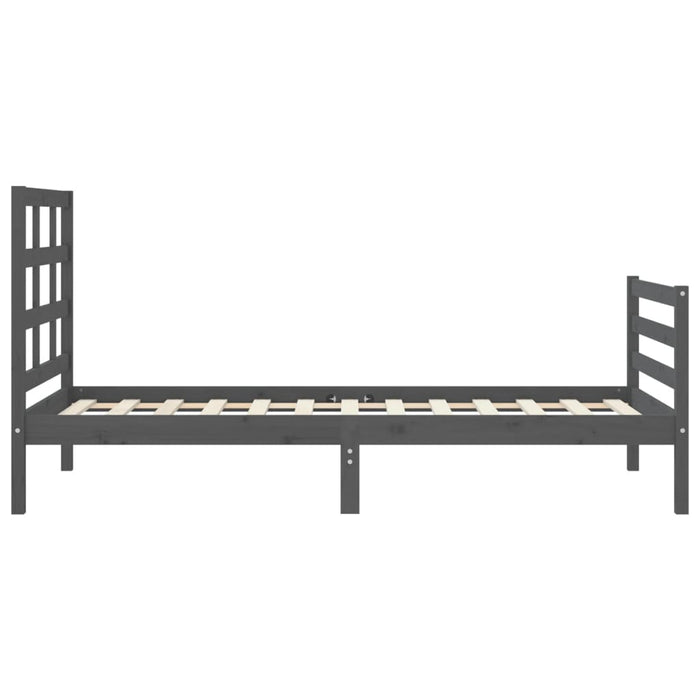 Massivholzbett mit Kopfteil Grau 100x200 cm