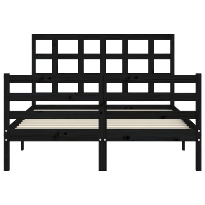 Massivholzbett mit Kopfteil Schwarz 120x200 cm