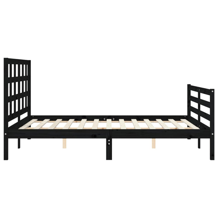 Massivholzbett mit Kopfteil Schwarz