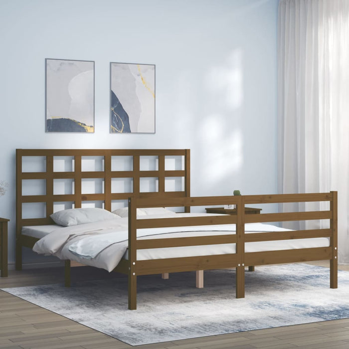 Massivholzbett mit Kopfteil Honigbraun 160x200 cm