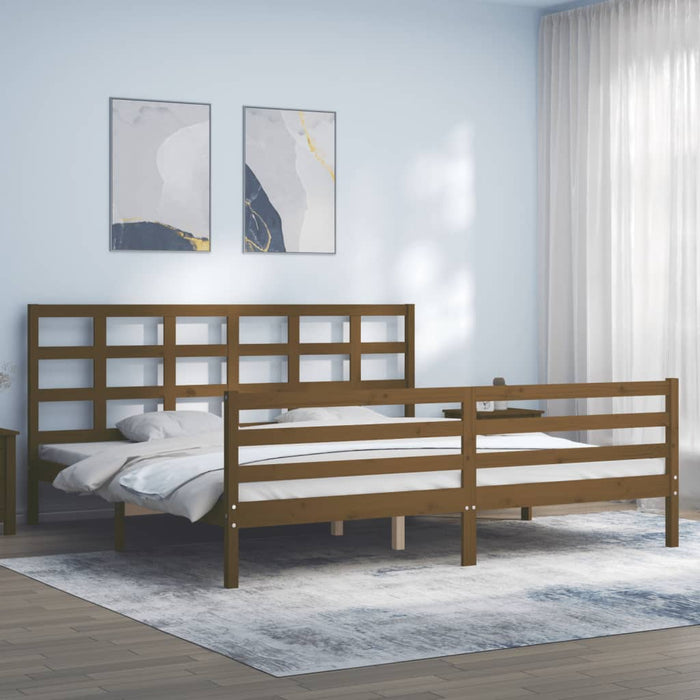 Massivholzbett mit Kopfteil Honigbraun