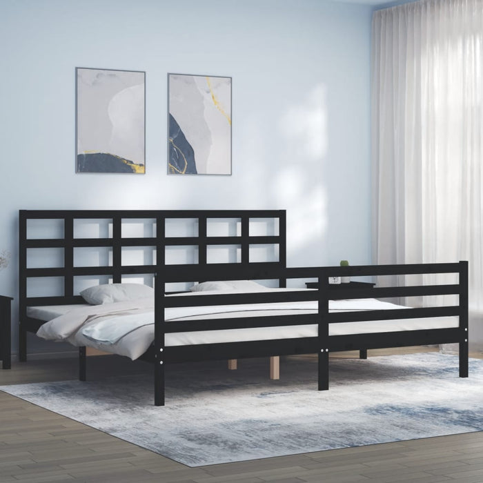 Massivholzbett mit Kopfteil Schwarz